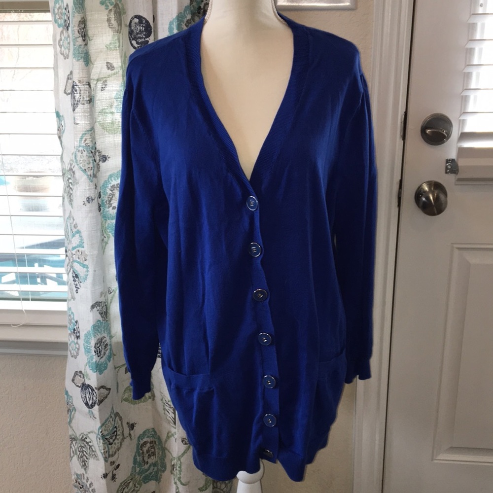 blue button up cardigan